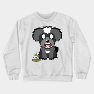 Funny schnauzer steps on a dirty diaper Crewneck Sweatshirt